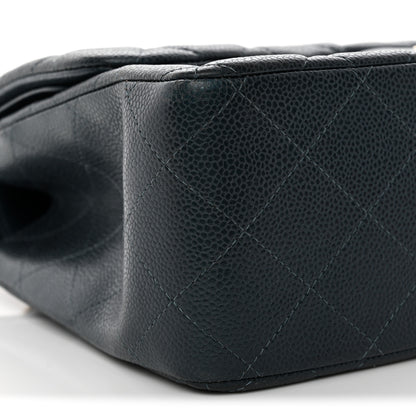 Chanel Metallic Caviar Quilted Jumbo Double Flap Dark Blue 9 of 15