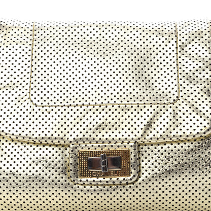Chanel Metallic Calfskin Perforated Large Drill Accordion Flap Gold 14 of 14