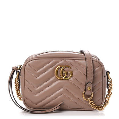 Gucci Calfskin Matelasse Mini GG Marmont Chain Shoulder Bag Nude 1 of 9