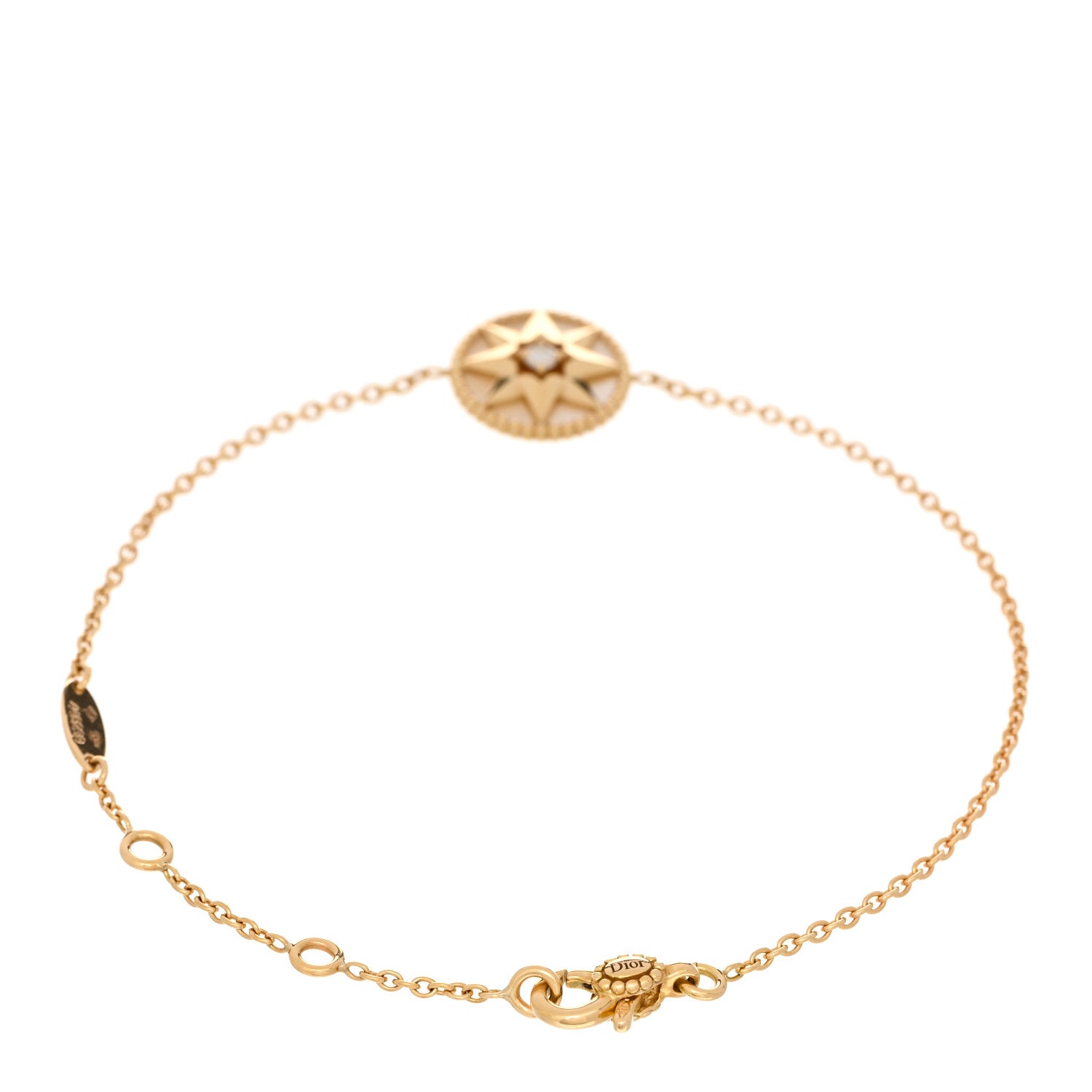 Christian Dior 18K Yellow Gold Diamond Mother of Pearl Rose Des Vents Bracelet 2 of 4