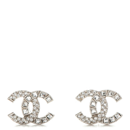 Chanel Baguette Crystal CC Earrings Silver 1 of 6