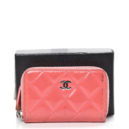 Chanel Patent Calfskin Quilted Zip Coin Purse Pink 16 of 16