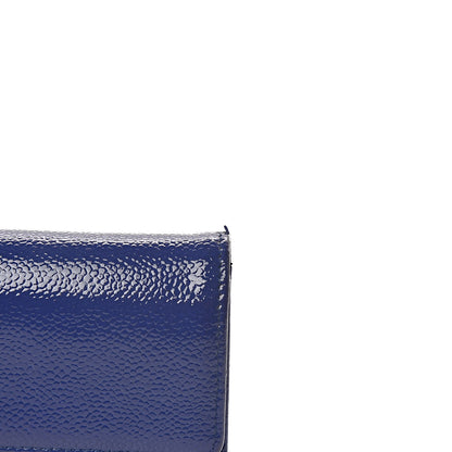 Chanel Patent Caviar Timeless CC Large Gusset Flap Wallet Blue 11 of 12