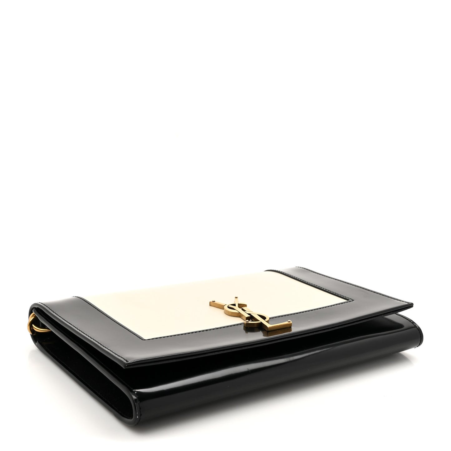 Nappa Patent Calfskin Two-Toned Monogram Pouch Alabastro Black
