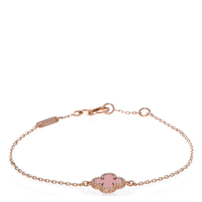 Van Cleef & Arpels 18K Rose Gold Carnelian Sweet Alhambra Bracelet 1 of 4