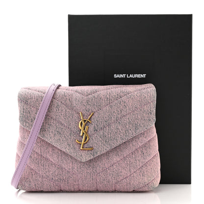 Saint Laurent Denim Y Quilted Monogram Toy Loulou Crossbody Bag Bleached Lilac 13 of 13
