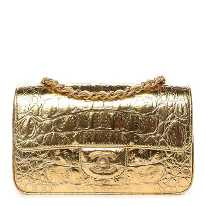 Chanel Metallic Calfskin Crocodile Embossed Cocodile Rectangular Mini Flap Gold 1 of 11