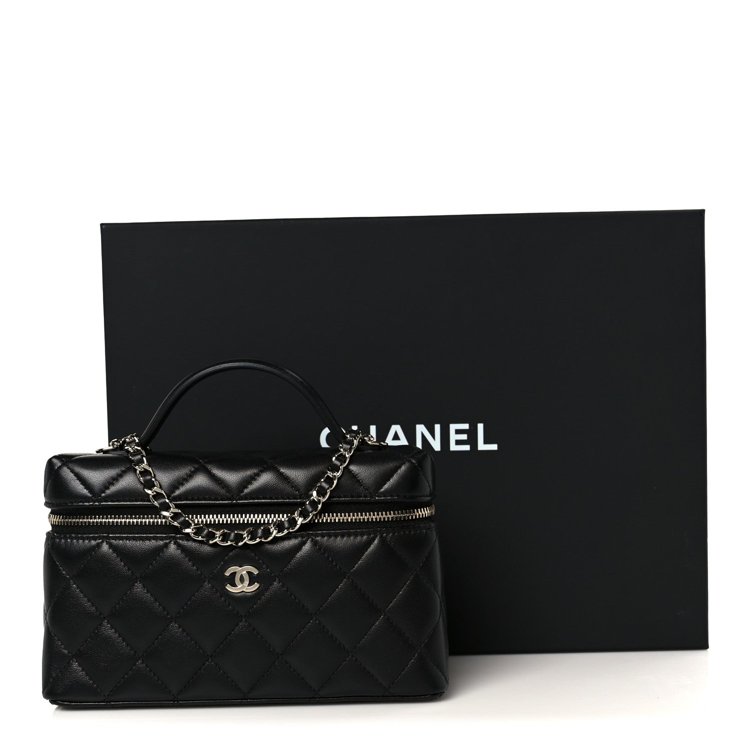 Chanel Lambskin Quilted Top Handle Slim Vanity With Chain Black 11 of 11