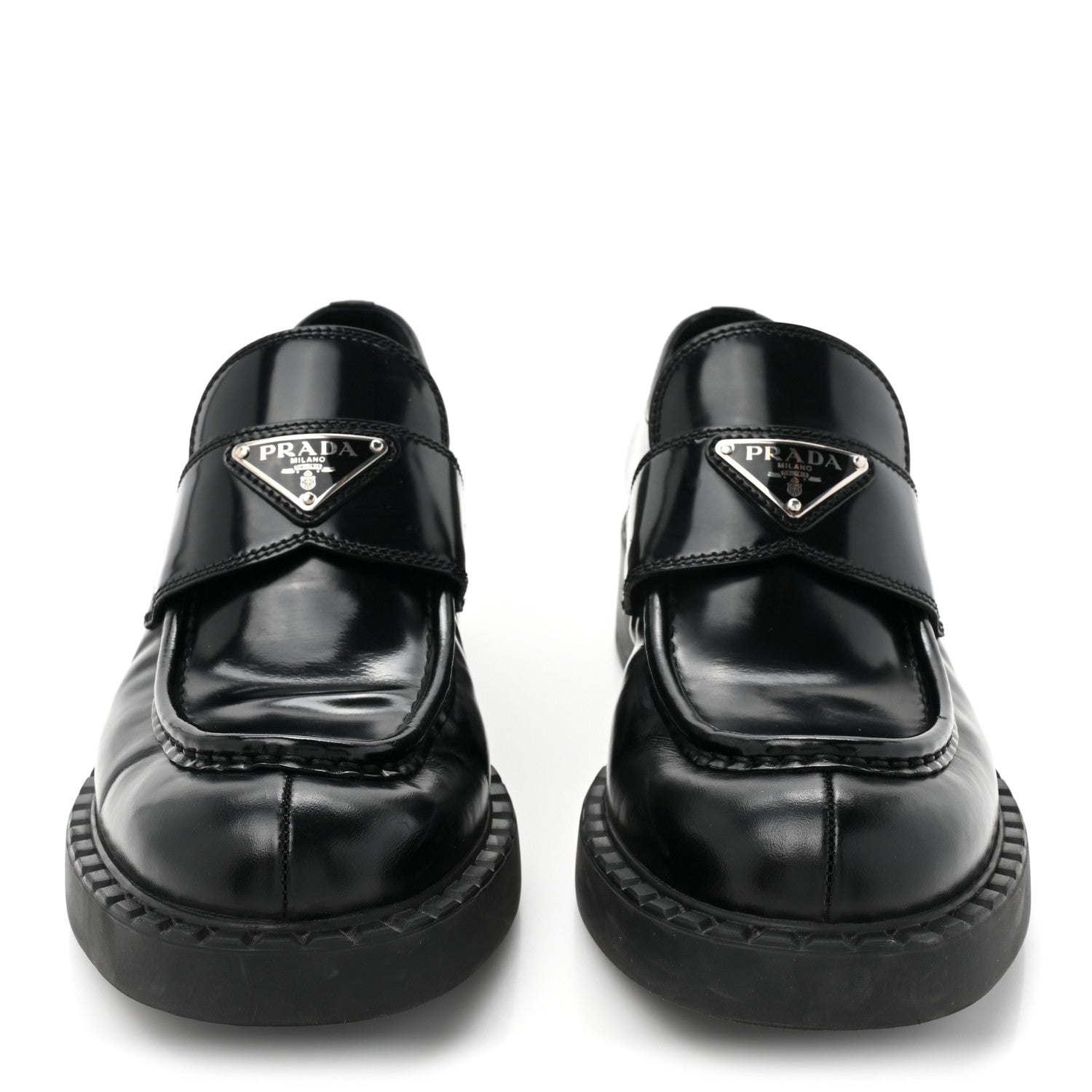 Prada Vernice Triangle 50mm Loafers 40 Black 2 of 13