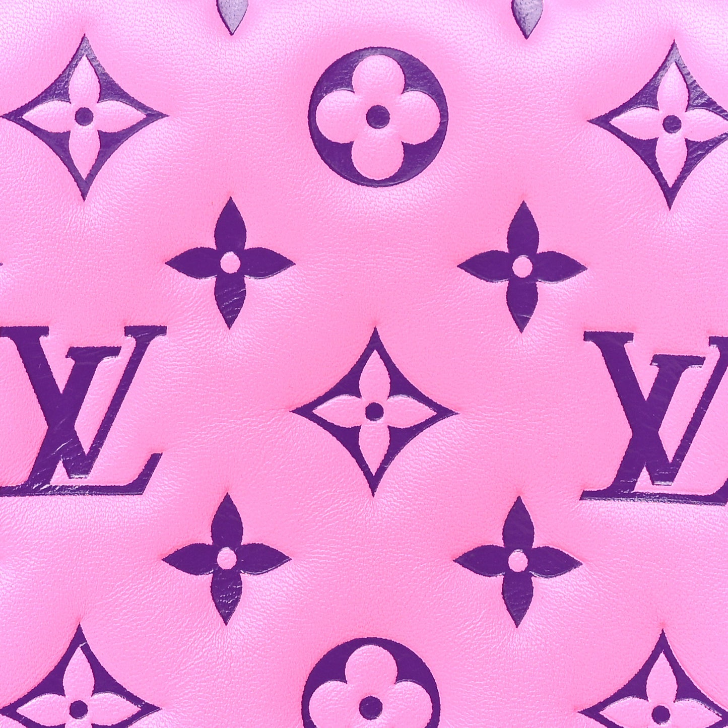 Lambskin Embossed Monogram Vuittamins Pochette Coussin Rose Violet
