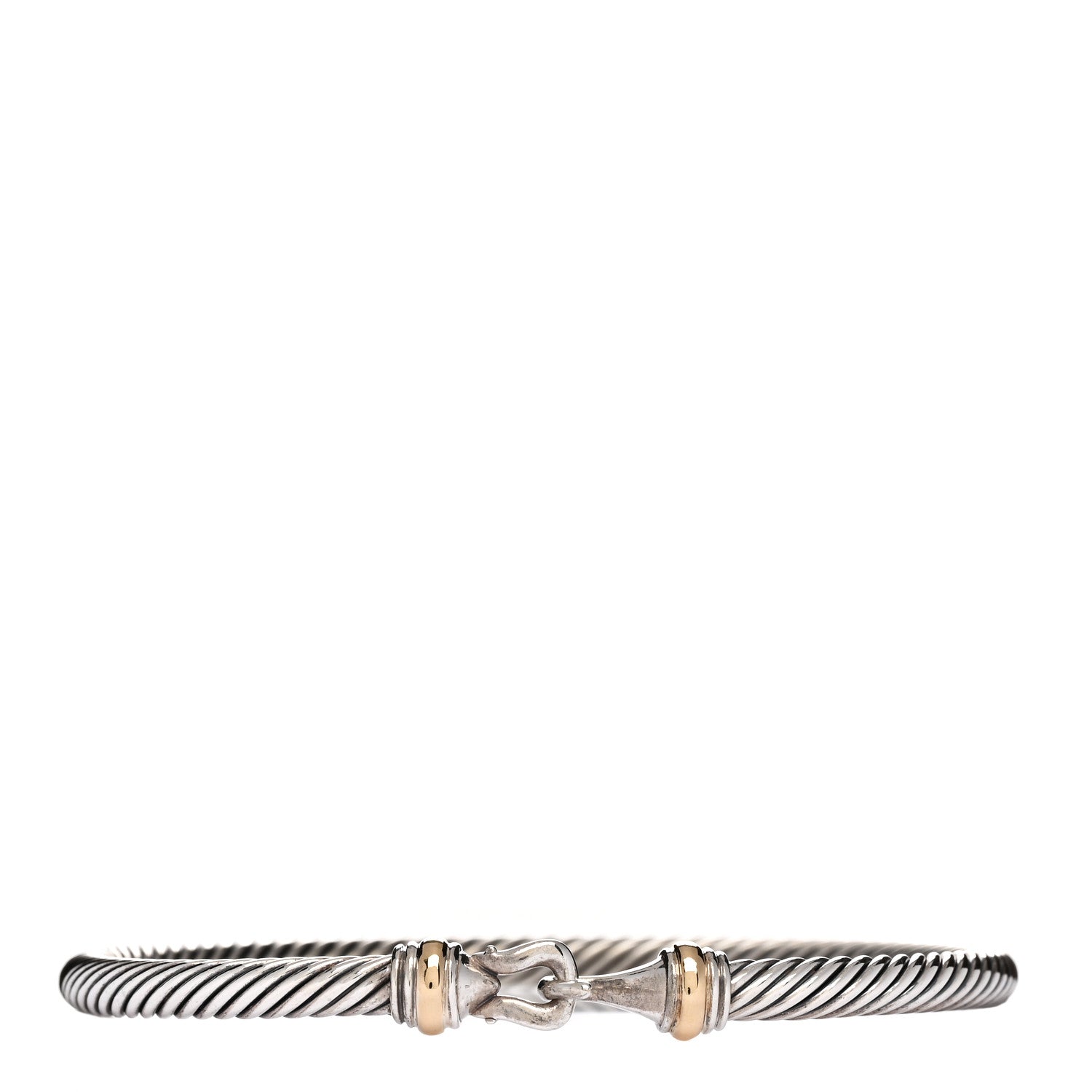 David Yurman Sterling Silver 18K Yellow Gold 4mm Cable Classic Buckle Bracelet 1 of 4