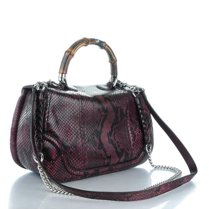 Gucci Python Large New Bamboo Top Handle Bag Bordeaux 3 of 8