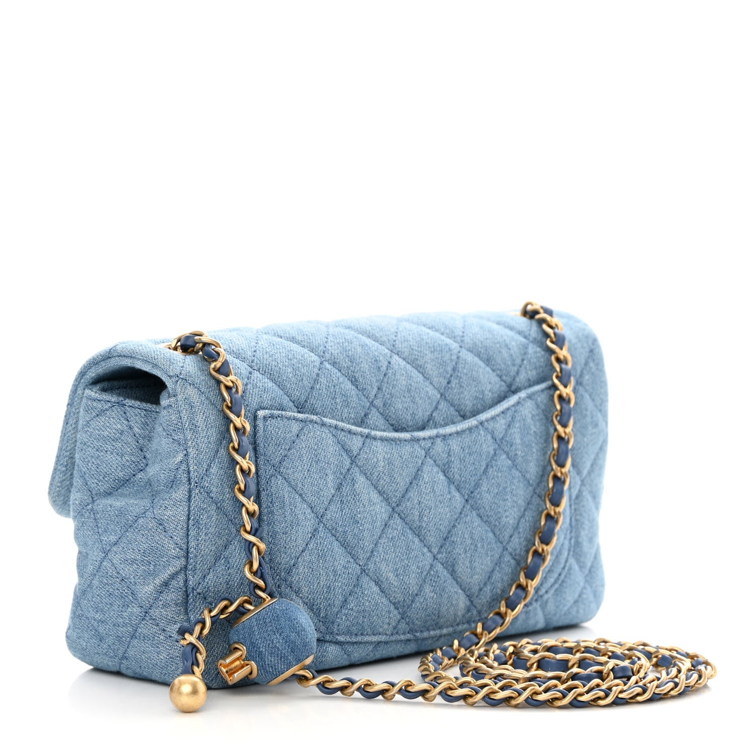 Chanel Denim Quilted Mini Pearl Crush Rectangular Flap Blue 3 of 11