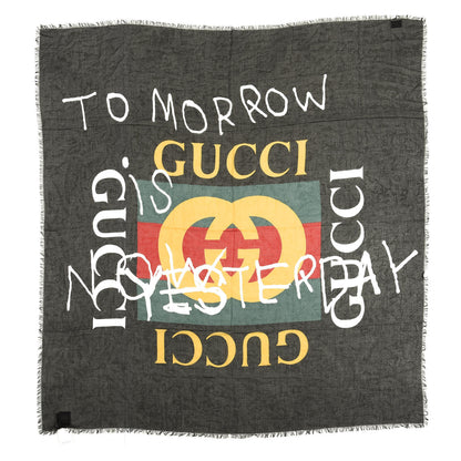 Gucci Modal Silk Coco Capitan Logo Square Scarf Black 1 of 3
