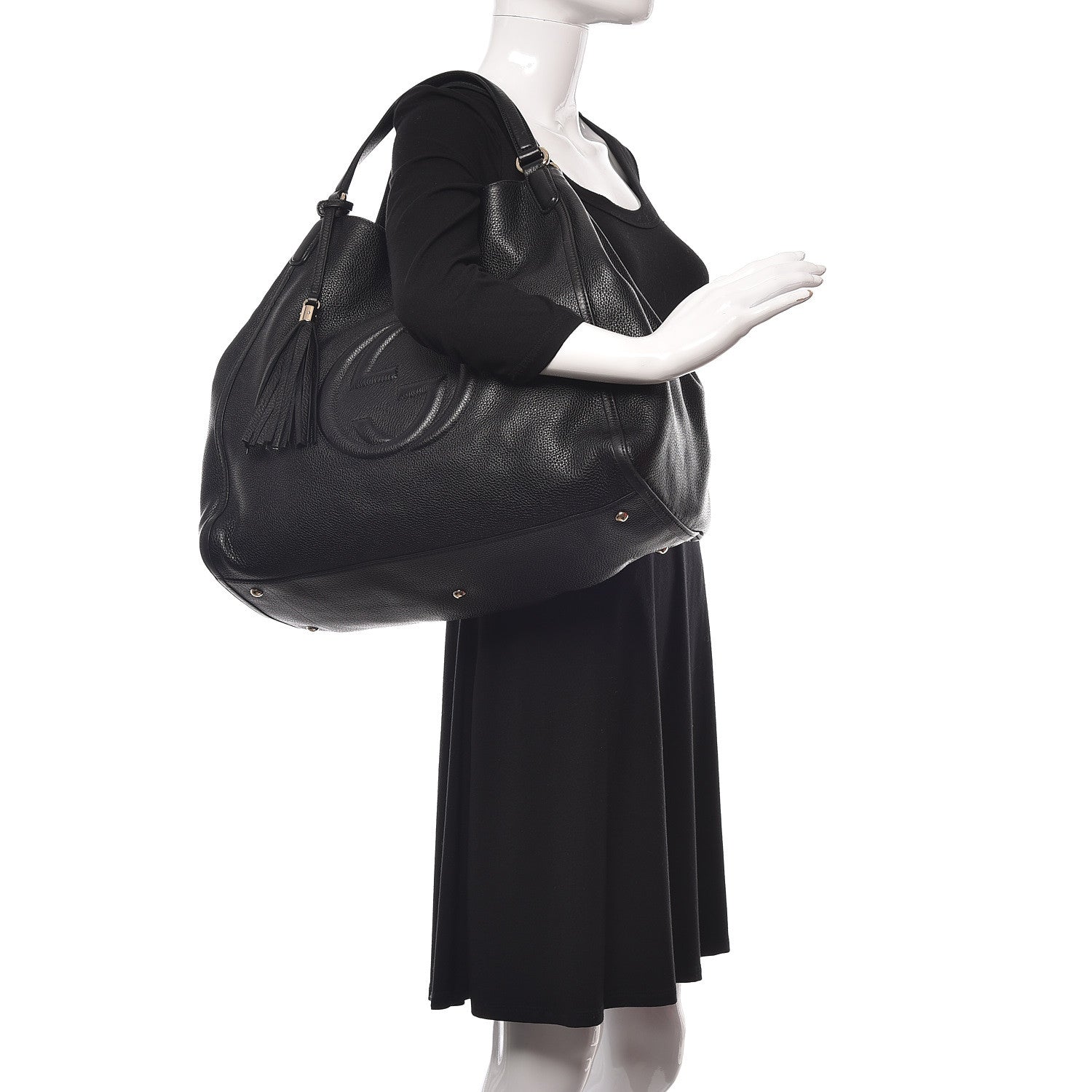 Gucci Pebbled Calfskin Large Soho Shoulder Bag Black 2 of 12
