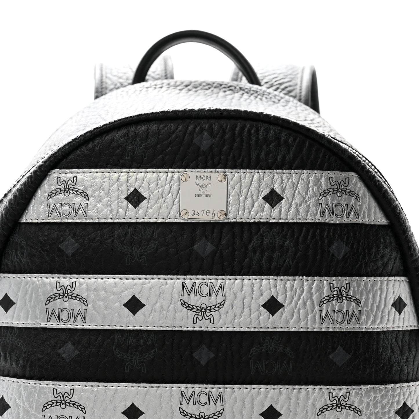 Metallic Visetos Striped Medium Stark Backpack Silver Black