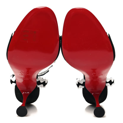 Christian Louboutin Veau Velours Corolobessa 85 Sandals 38.5 Black White 5 of 7