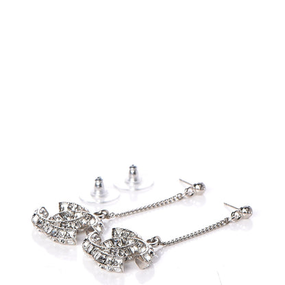 Chanel Baguette Crystal CC Dangle Earrings Silver 3 of 4