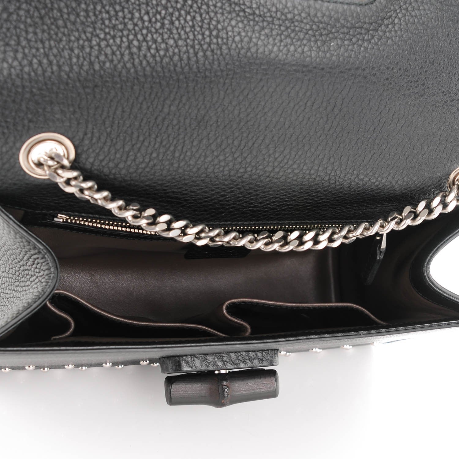 Gucci Calfskin Medium Studded Miss Bamboo Shoulder Bag Black 6 of 8