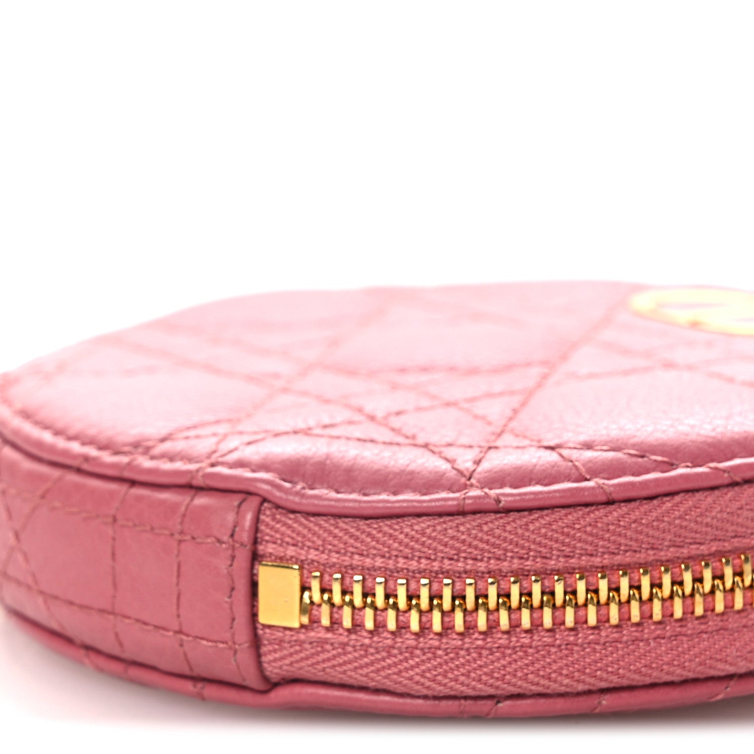 Christian Dior Calfskin Cannage Round Caro Pouch Pink Yarrow 18 of 23