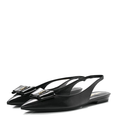 Saint Laurent Patent Smooth Lambskin Anais Slingback Flats 38.5 Black 3 of 9