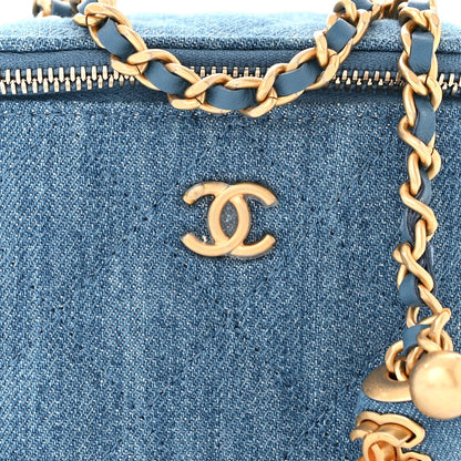 Chanel Denim Quilted Mini Pearl Crush Vanity Case With Chain 7 of 10