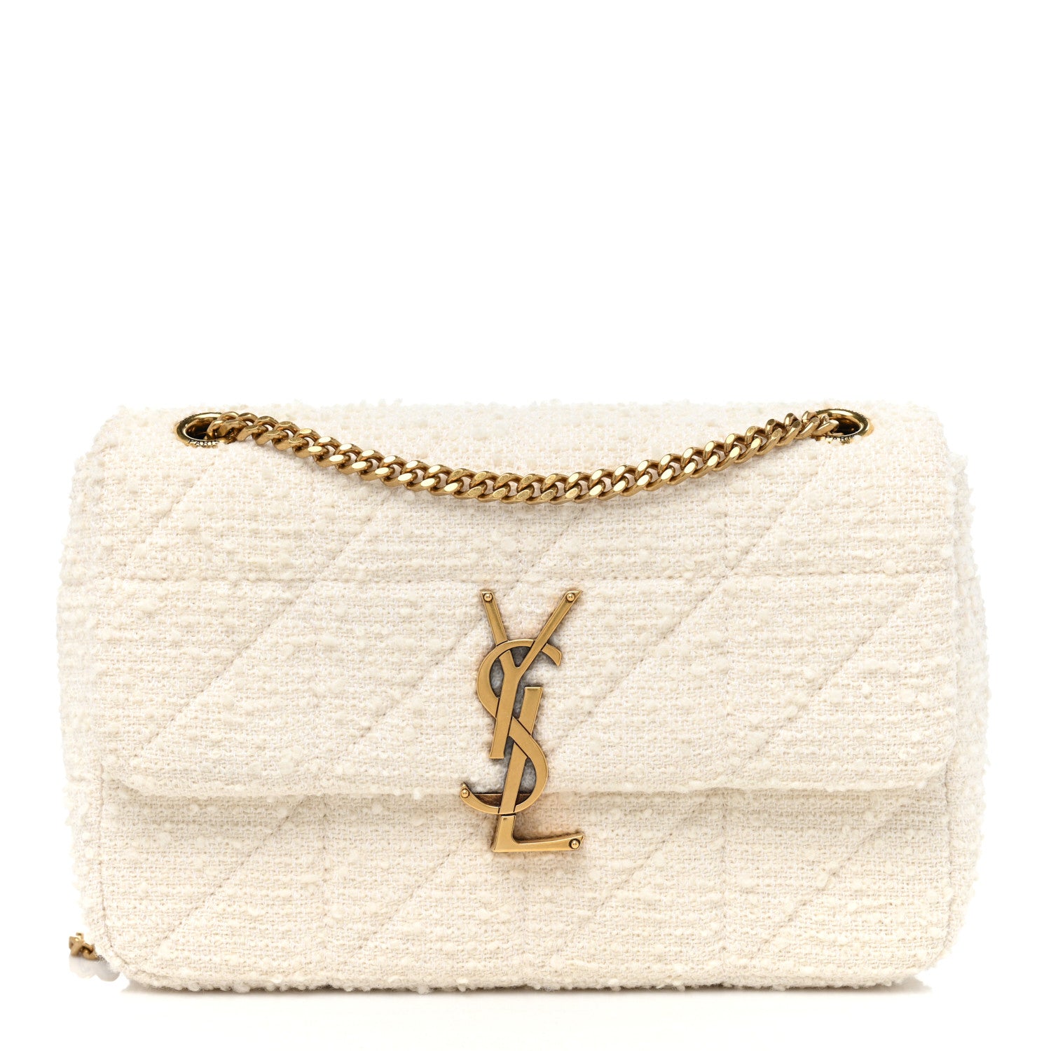 Saint Laurent Boucle Tweed Patchwork Monogram Medium Jamie Baguette Craie 1 of 7