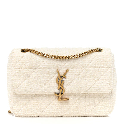 Saint Laurent Boucle Tweed Patchwork Monogram Medium Jamie Baguette Craie 1 of 7