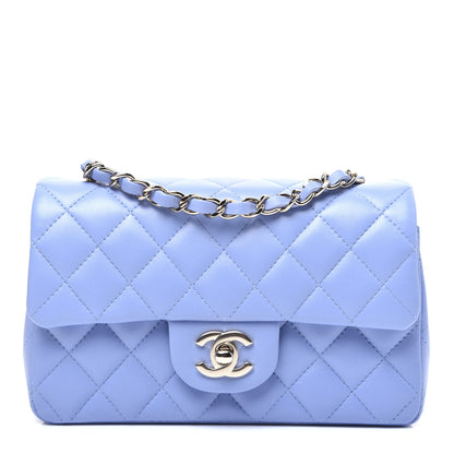 Chanel Lambskin Quilted Mini Rectangular Flap Light Blue 1 of 13