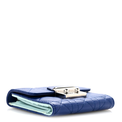 Christian Dior Lambskin Cannage Miss Dior Explorateur Compact Wallet  Blue 4 of 9
