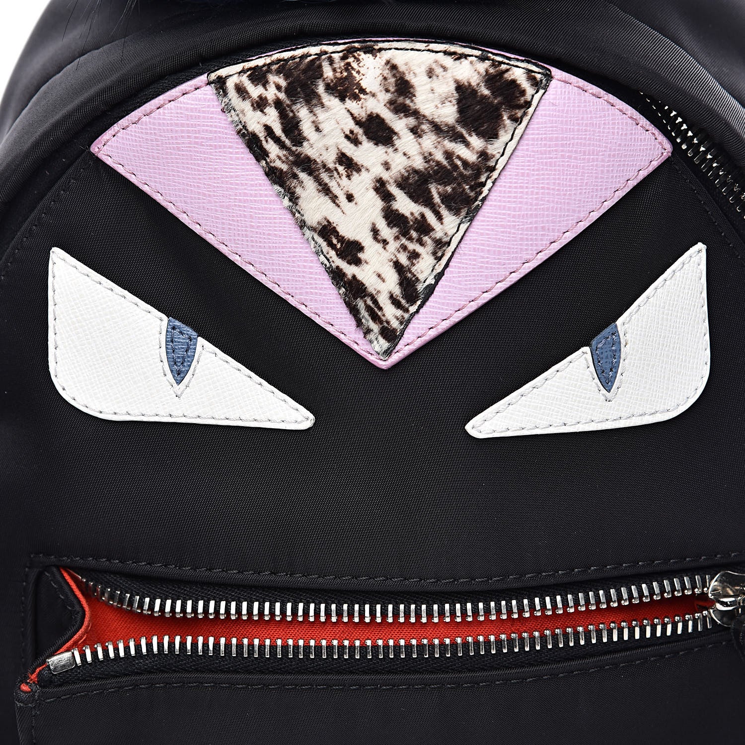 Fendi Nylon Vitello Fox Goat Fur Monster Eyes Mini Backpack Black Multicolor Sky 11 of 11