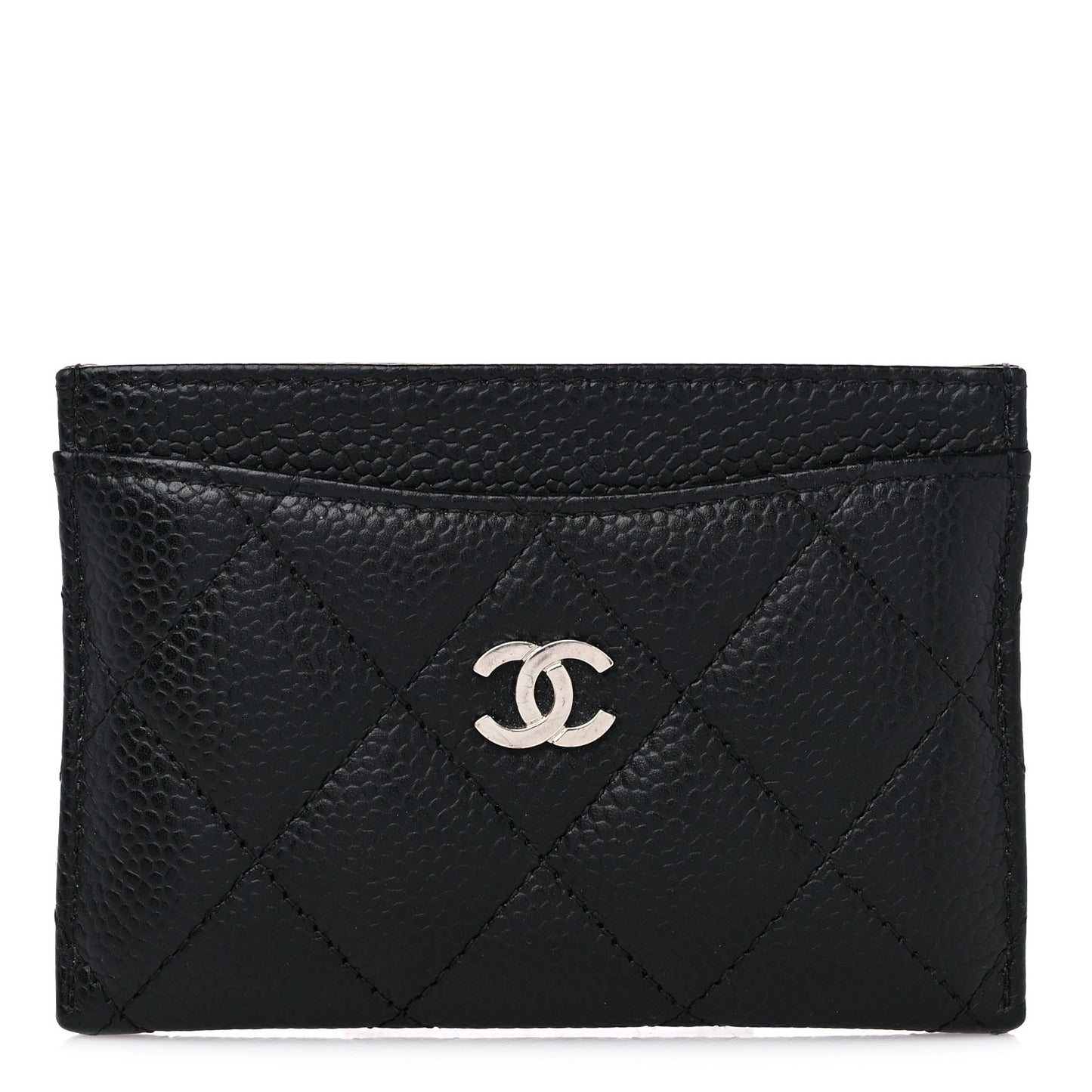 Caviar Quilted Card Holder Black
