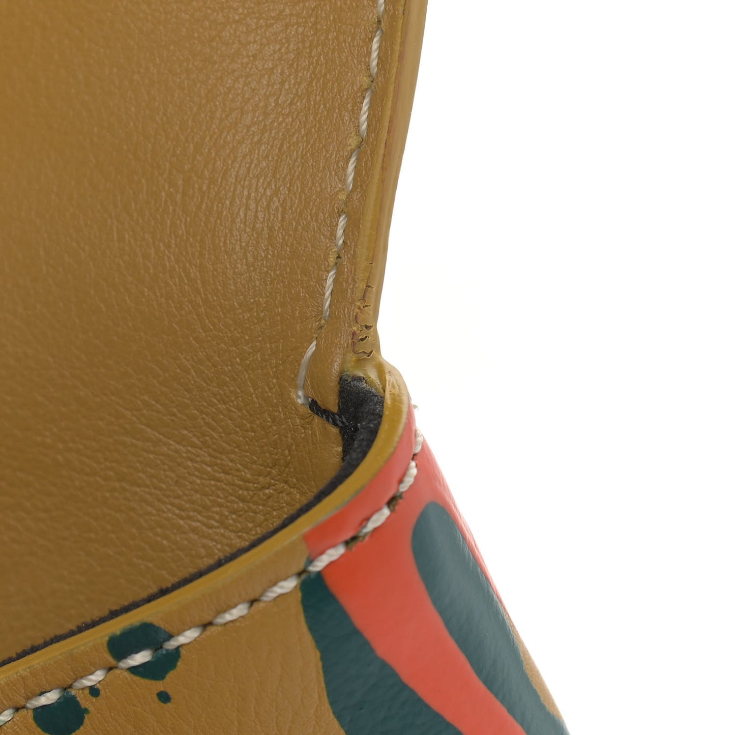 Trench Calfskin Splash Print Medium DK88 Top Handle Bag Ochre Yellow