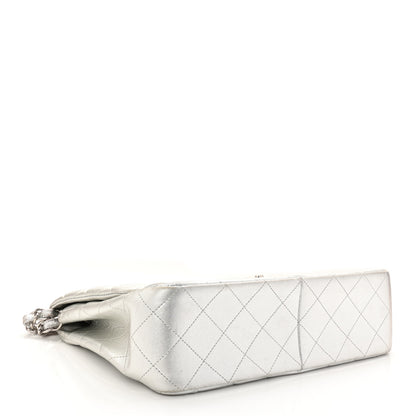 Chanel Metallic Lambskin Quilted Jumbo Single Flap Silver 4 of 11