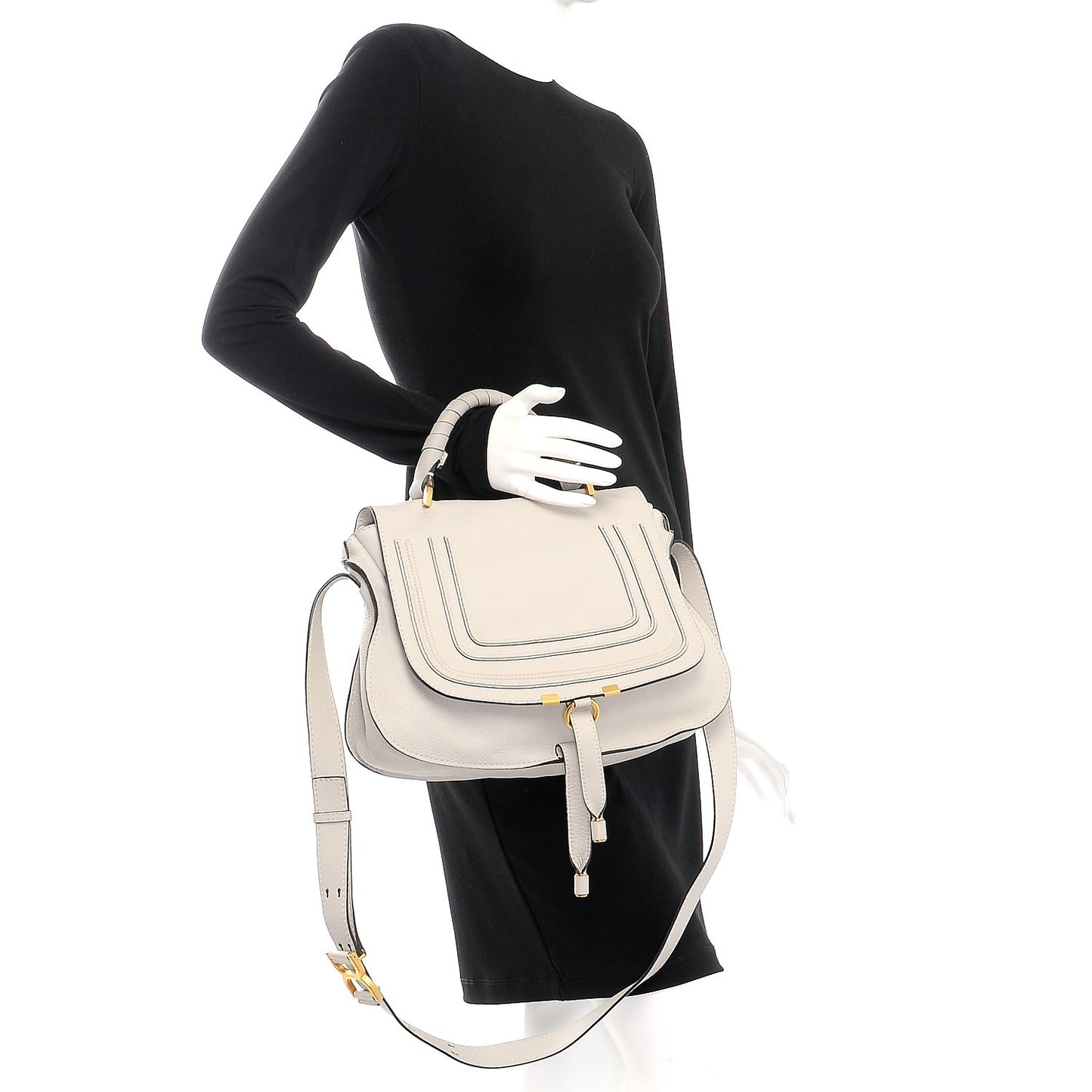 Calfskin Medium Marcie Top Handle Bag Dove