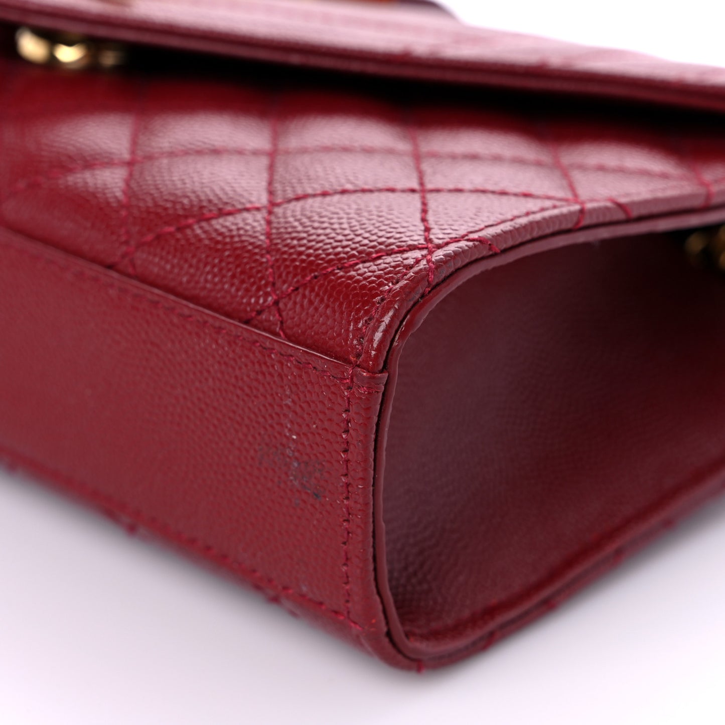 Grain De Poudre Textured Mixed Matelasse Triquilt Small Monogram Satchel Red