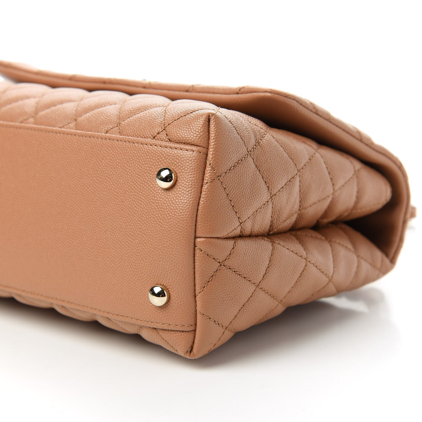 Caviar Quilted Small Coco Handle Flap Brown