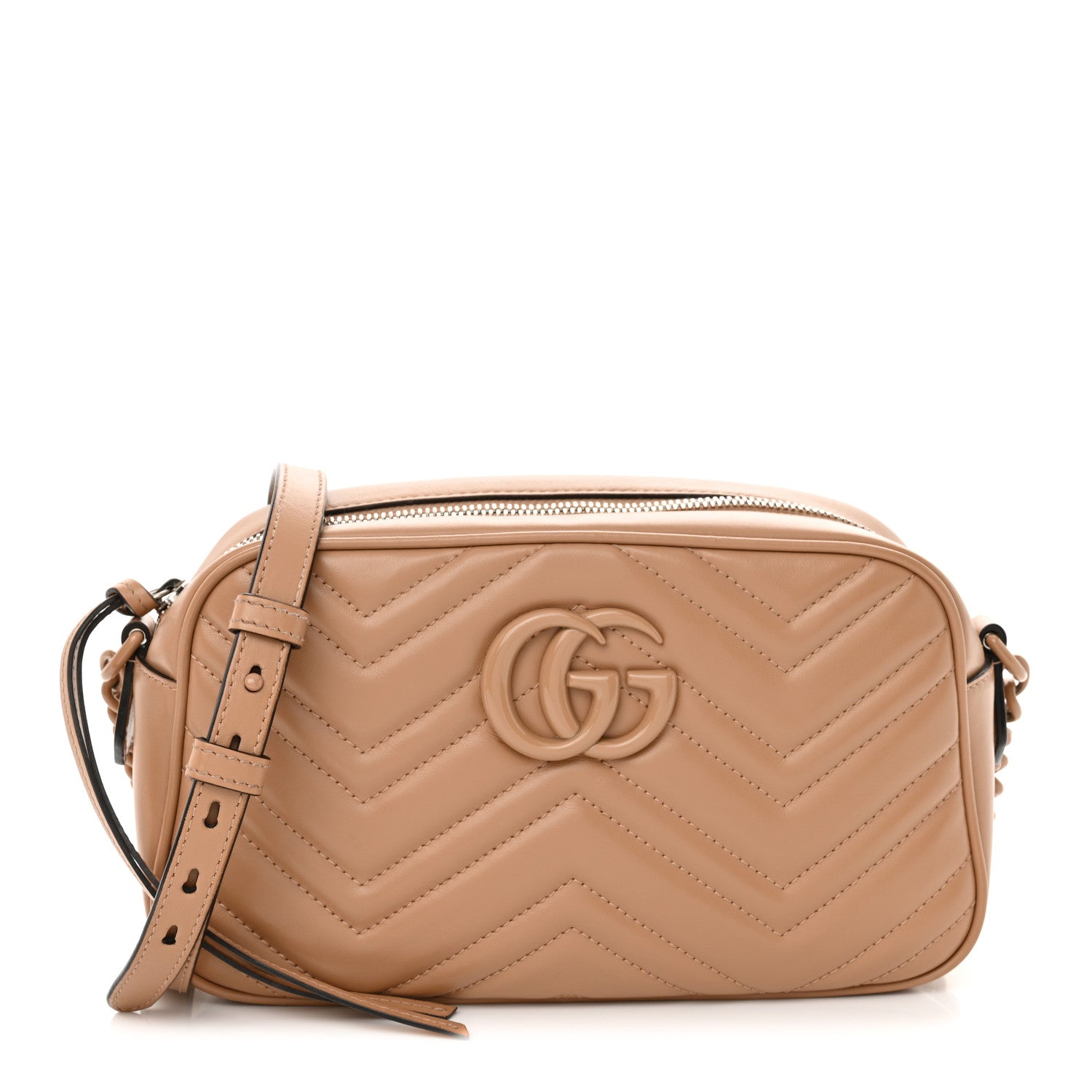 Gucci Calfskin Matelasse Monochrome Small GG Marmont Chain Shoulder Bag Camelia 1 of 11