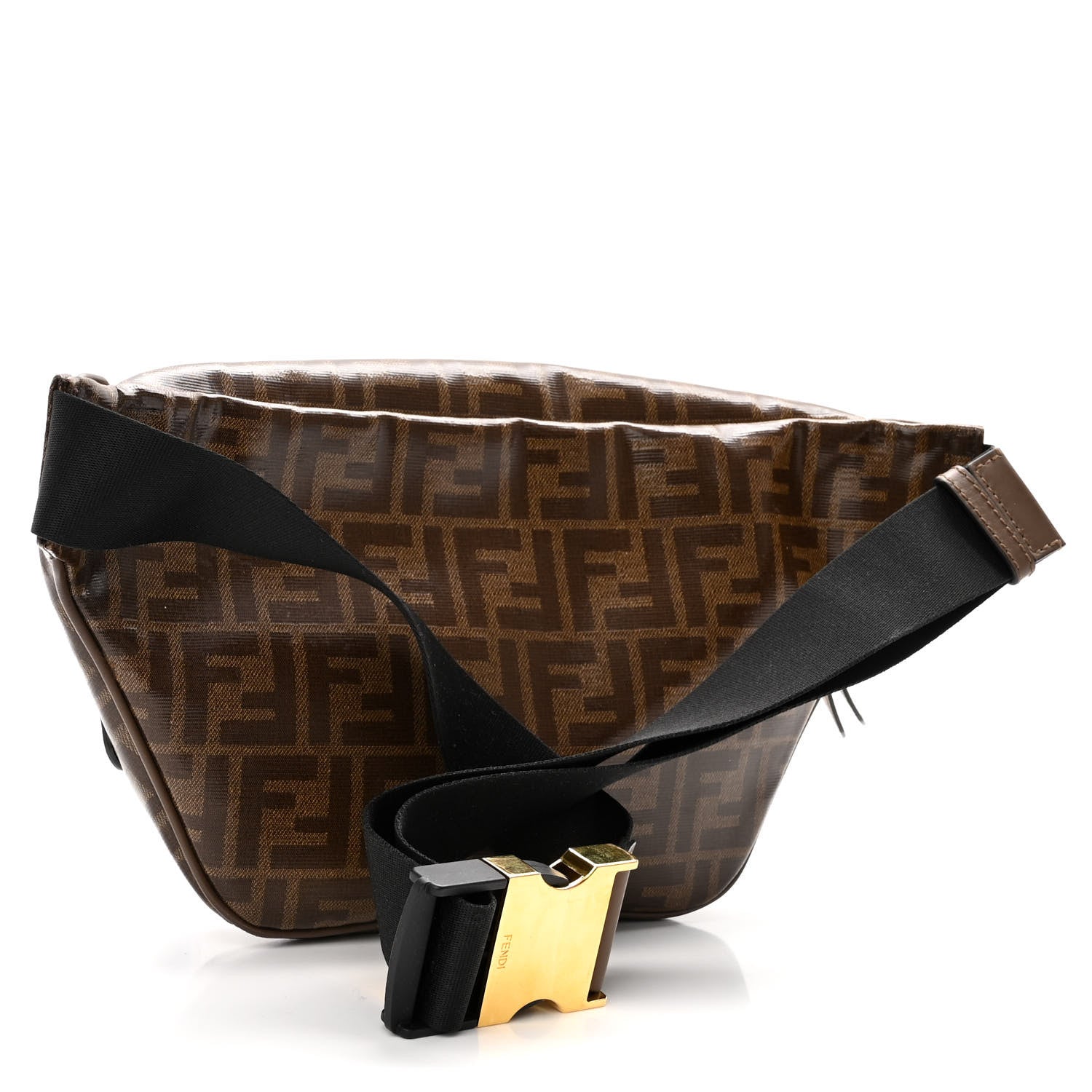 Fendi X FILA Glazed Fabric Vitello Century FF 1974 Mania Belt Bag Mogano Panna Blueberry 3 of 10