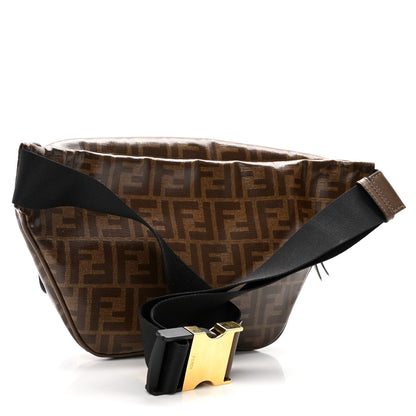 Fendi X FILA Glazed Fabric Vitello Century FF 1974 Mania Belt Bag Mogano Panna Blueberry 3 of 10