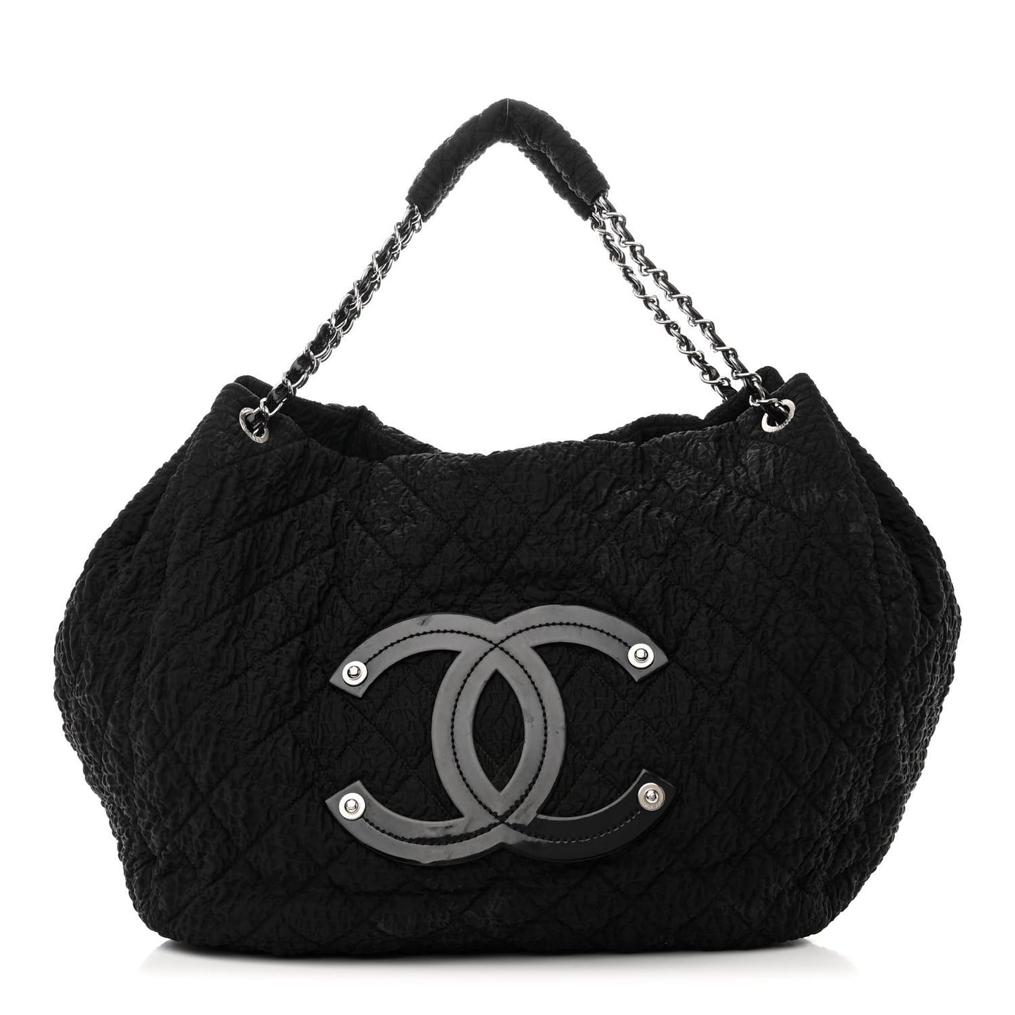 Nylon Quilted CC Logo Tote Black