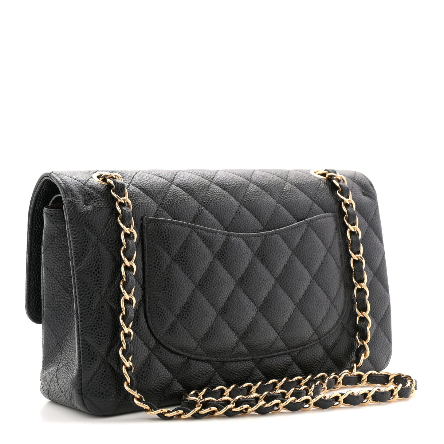 Caviar Quilted Medium Double Flap Black