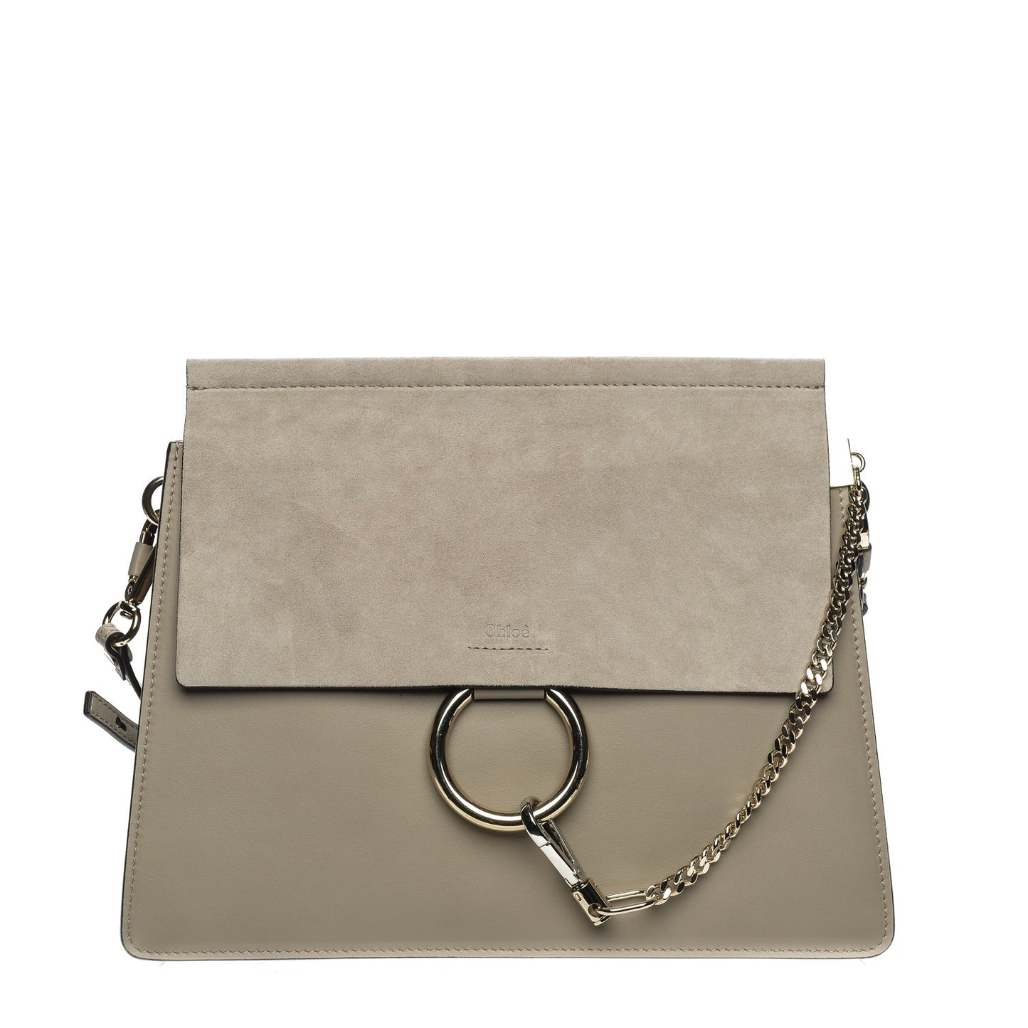 Calfskin Suede Medium Faye Shoulder Bag Motty Grey