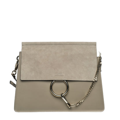 Chloe Calfskin Suede Medium Faye Shoulder Bag Motty Grey 1 of 6