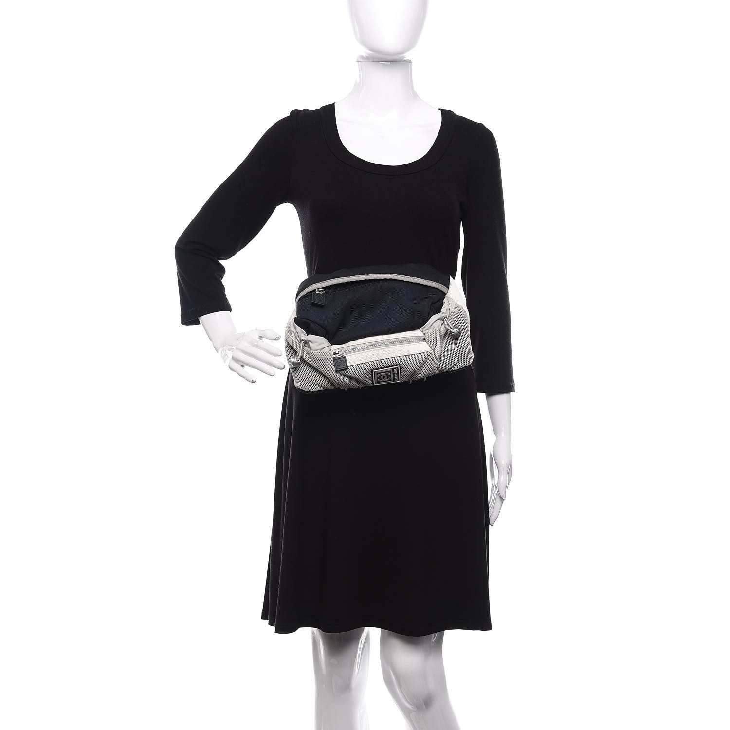 Chanel Nylon Mesh Sport Belt Bag Navy White 2 of 11