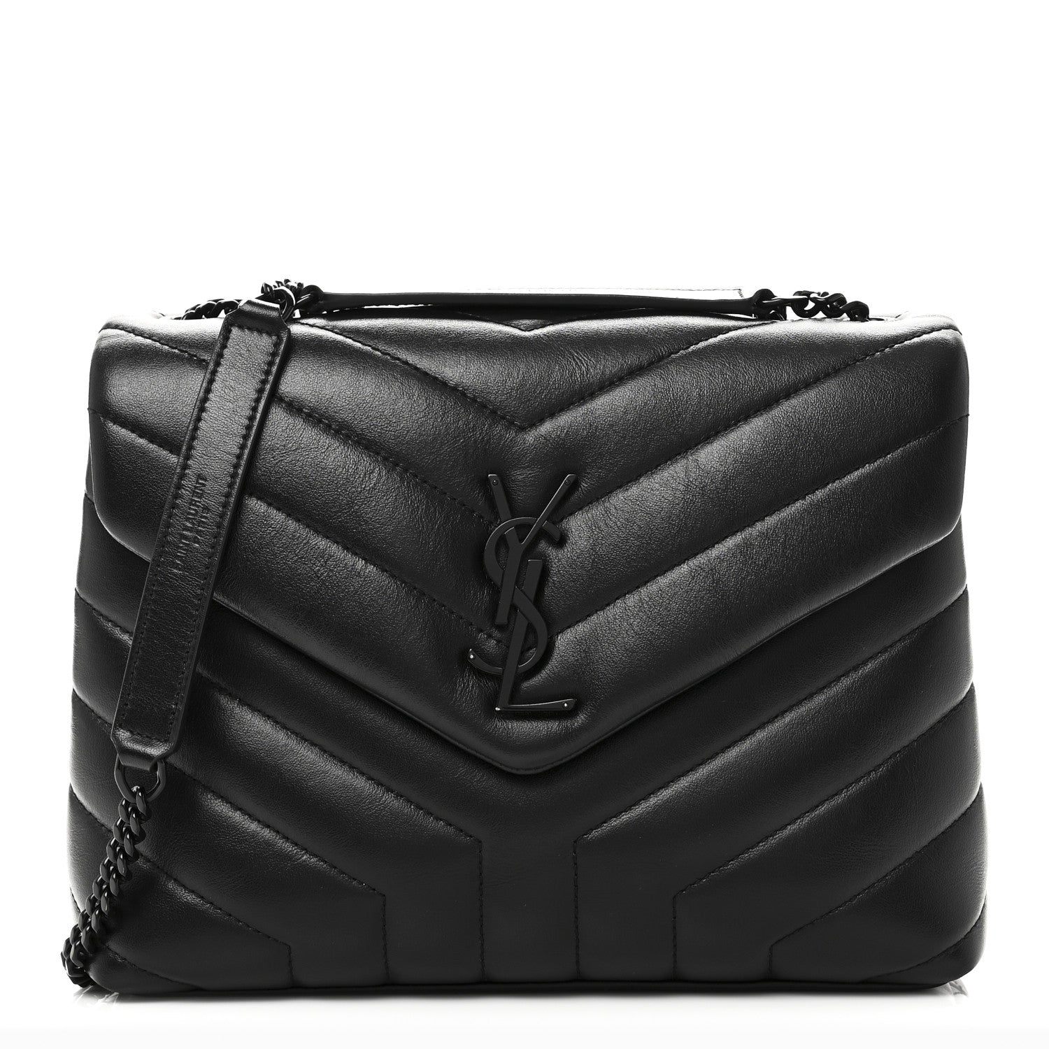 Saint Laurent Calfskin Y Quilted Monogram Monochrome Small Loulou Chain Satchel Black 1 of 10