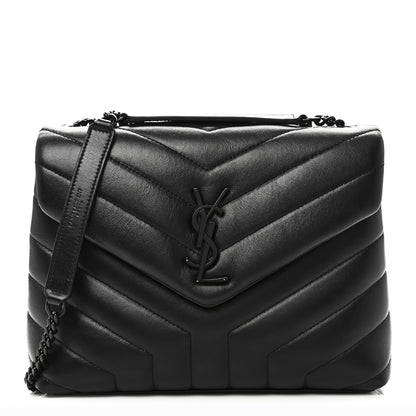 Saint Laurent Calfskin Y Quilted Monogram Monochrome Small Loulou Chain Satchel Black 1 of 10