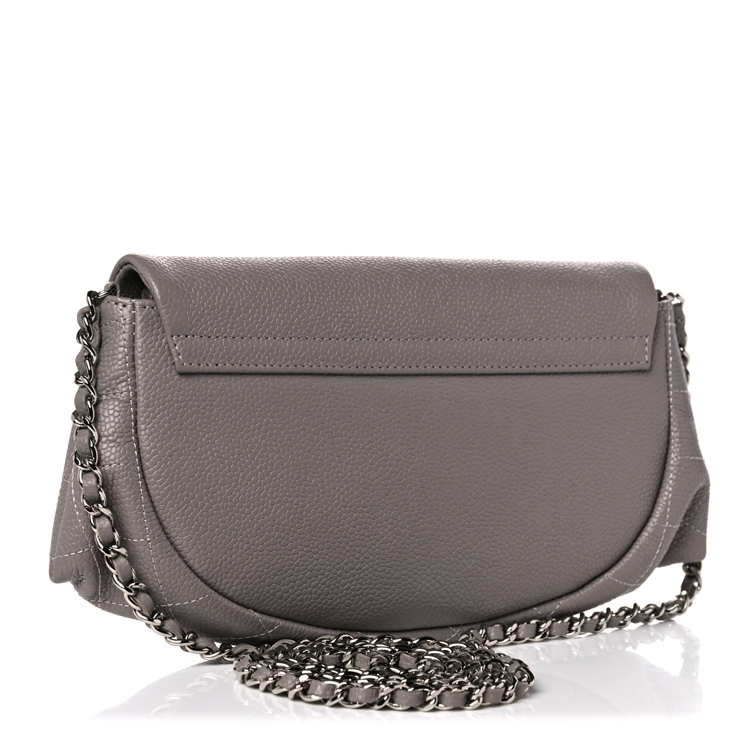 Chanel Caviar Half Moon Wallet On Chain WOC Light Grey 3 of 12