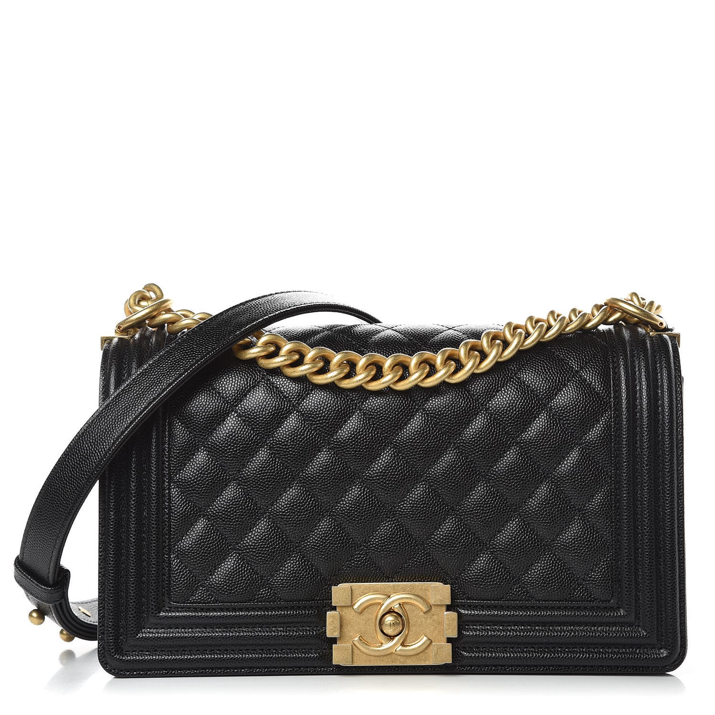 Caviar Quilted Medium Boy Flap Black