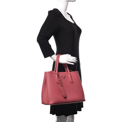 Prada Saffiano Cuir Medium Double Bag Tamaris Pesca 2 of 15